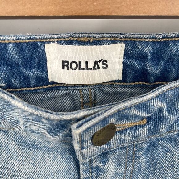 Rolla's Womens Blue Light Wash Distressed Ripped Cropped Straight Jeans Size 27 - Picture 3 of 7